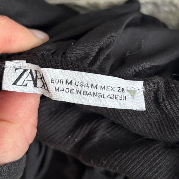 Zara | Black Ruffled Asymmetrical Cocktail Dress | Size Medium - Picture 5 of 5